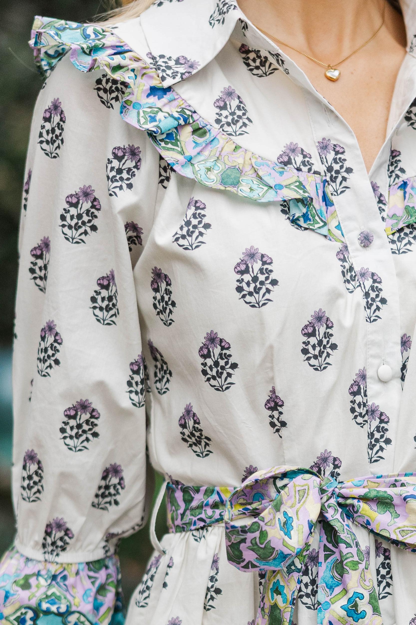 Help You Out Lavender Mixed Print Dress Female Product Image