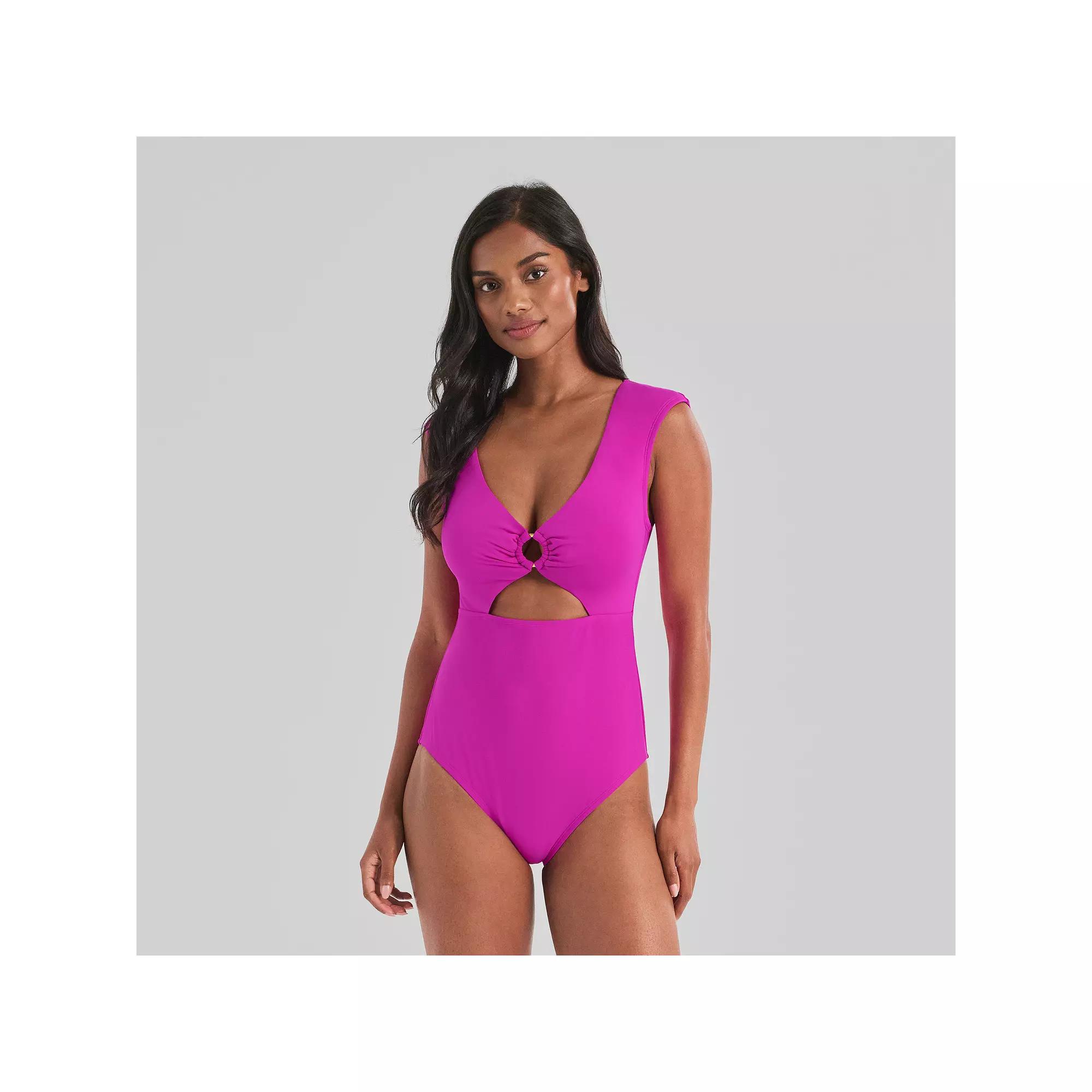 Women's Freshwater Cap Sleeve Cut-Out One-Piece Swimsuit,  Product Image