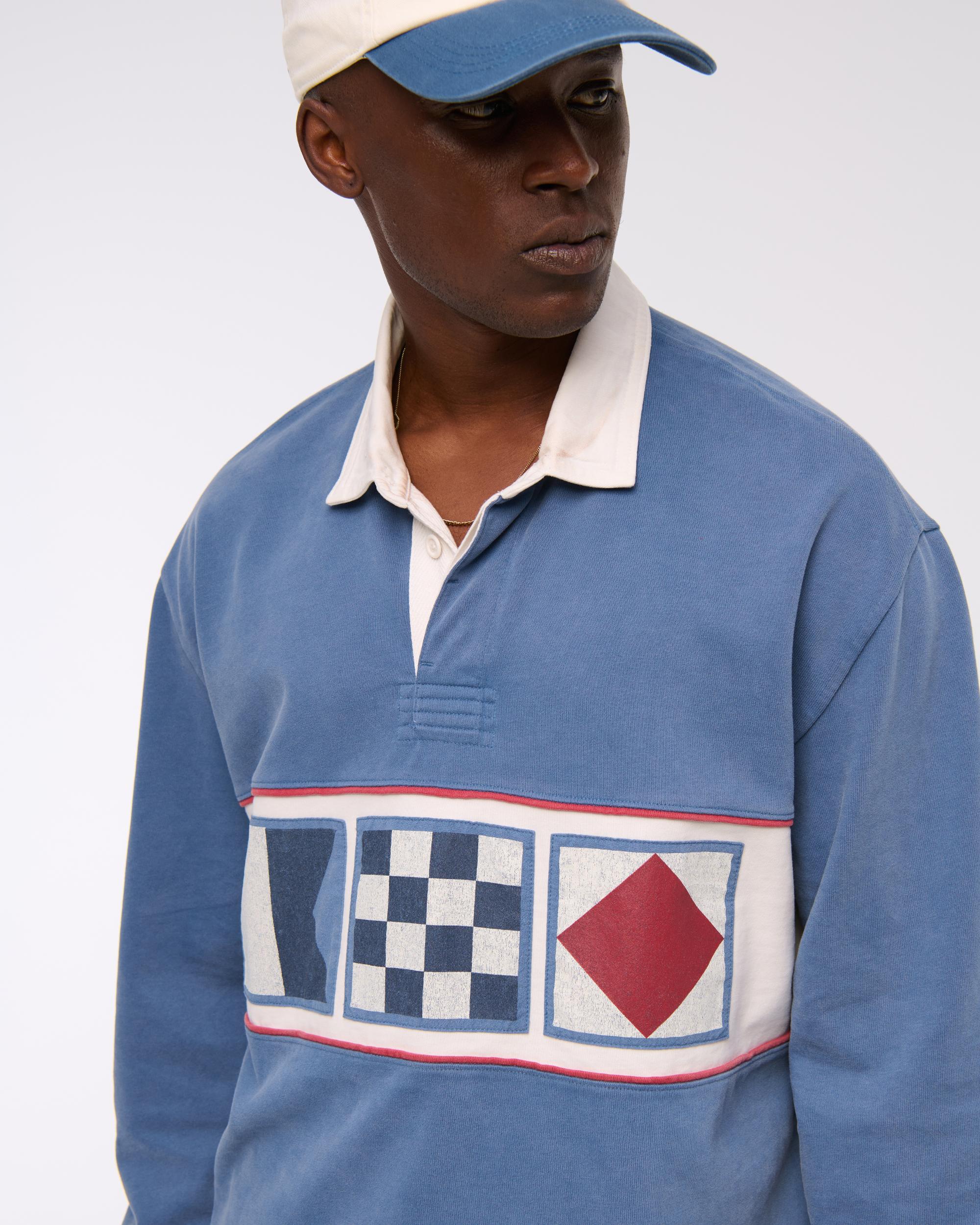 Long-Sleeve Cropped Rugby Polo Product Image