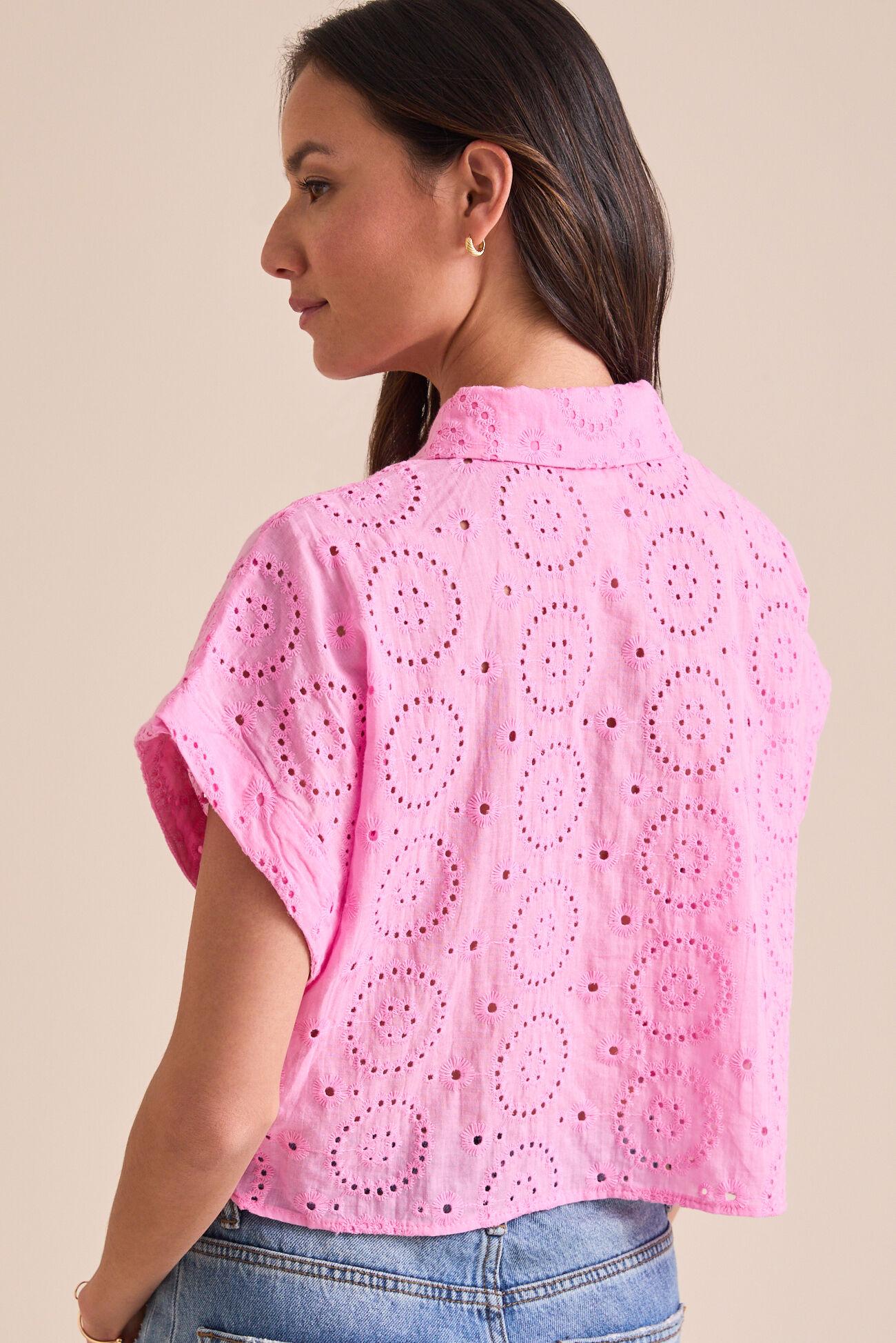 Devra Eyelet Button Up Top Product Image