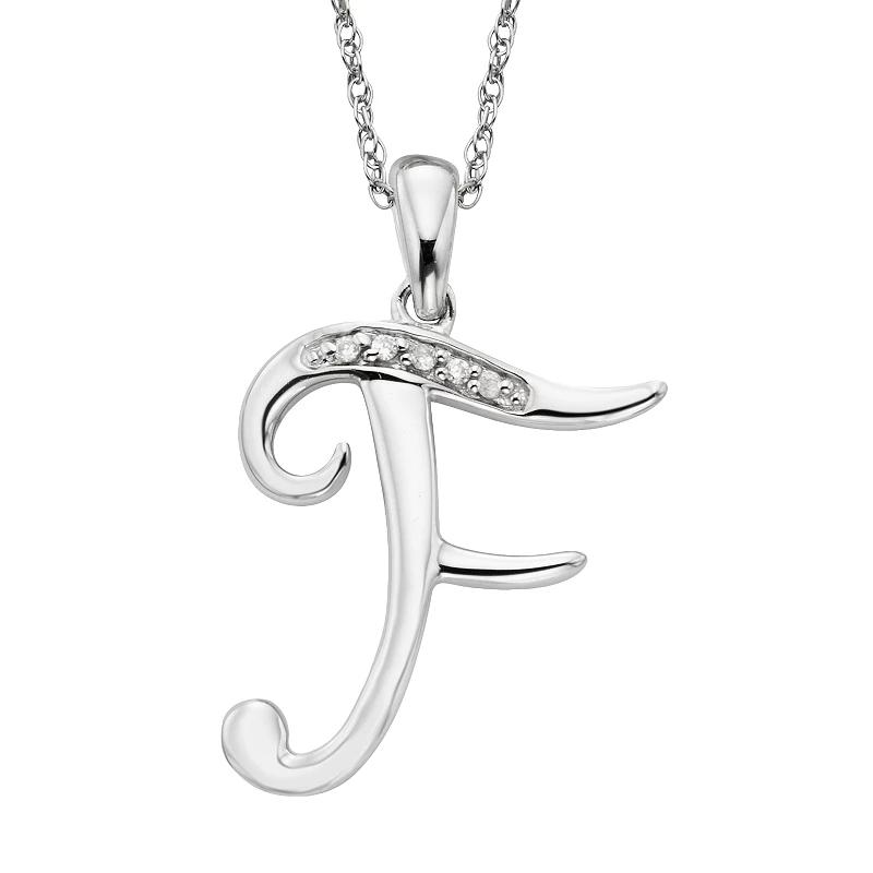 Sterling Silver Diamond Accent Initial Pendant, Women's,  Product Image
