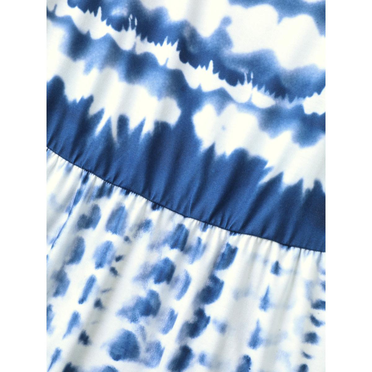 Plus Size Tie-Dye Pockets Cami Midi Dress Mediumblue Women Square Neck Sleeveless Curvy BloomChic 28/5X Product Image