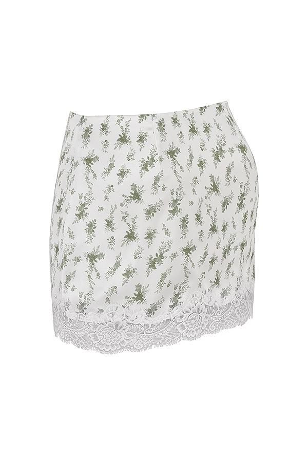 Noemie  garden print lace trim mini skirt Product Image