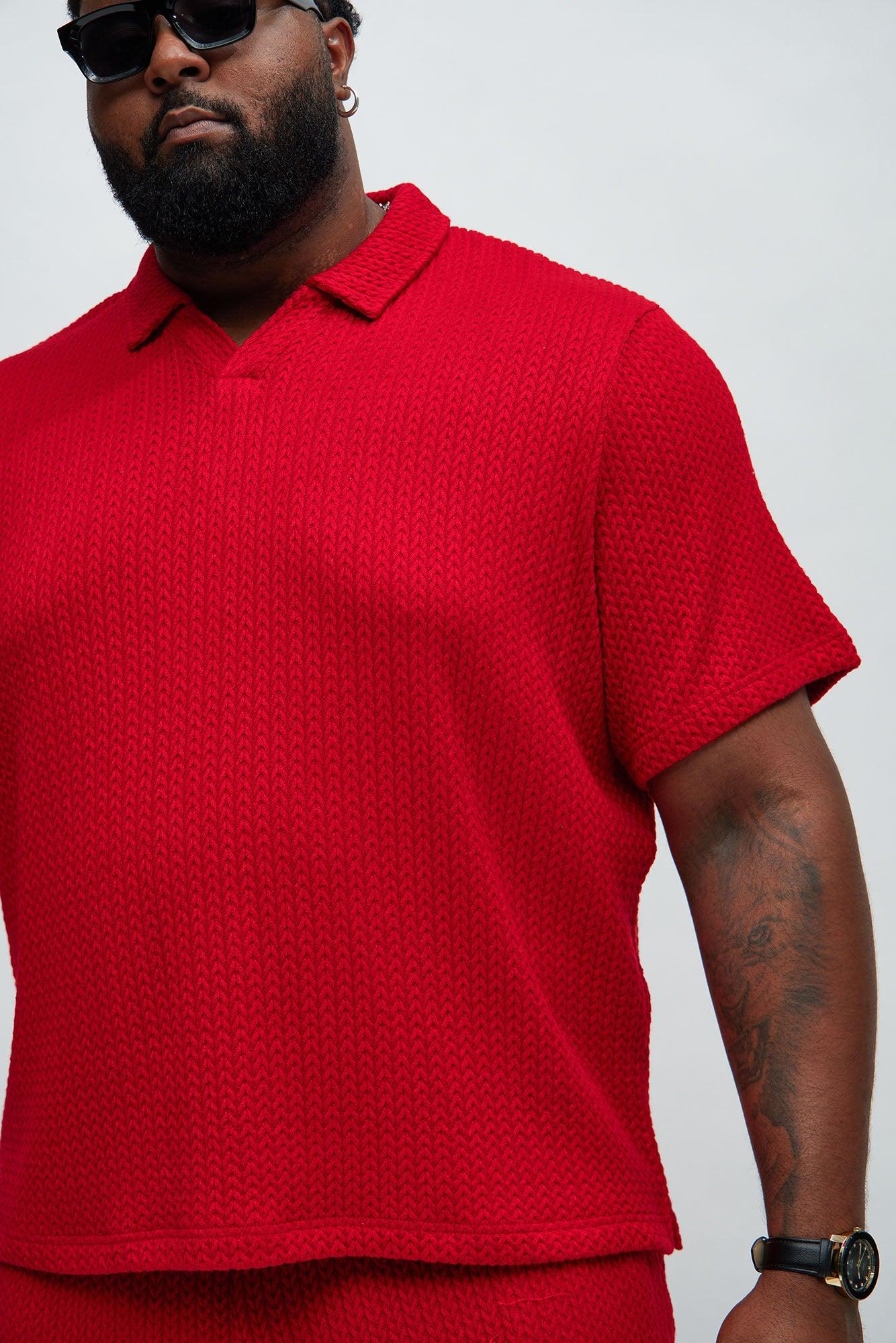 Catanina Textured Polo - Red Product Image