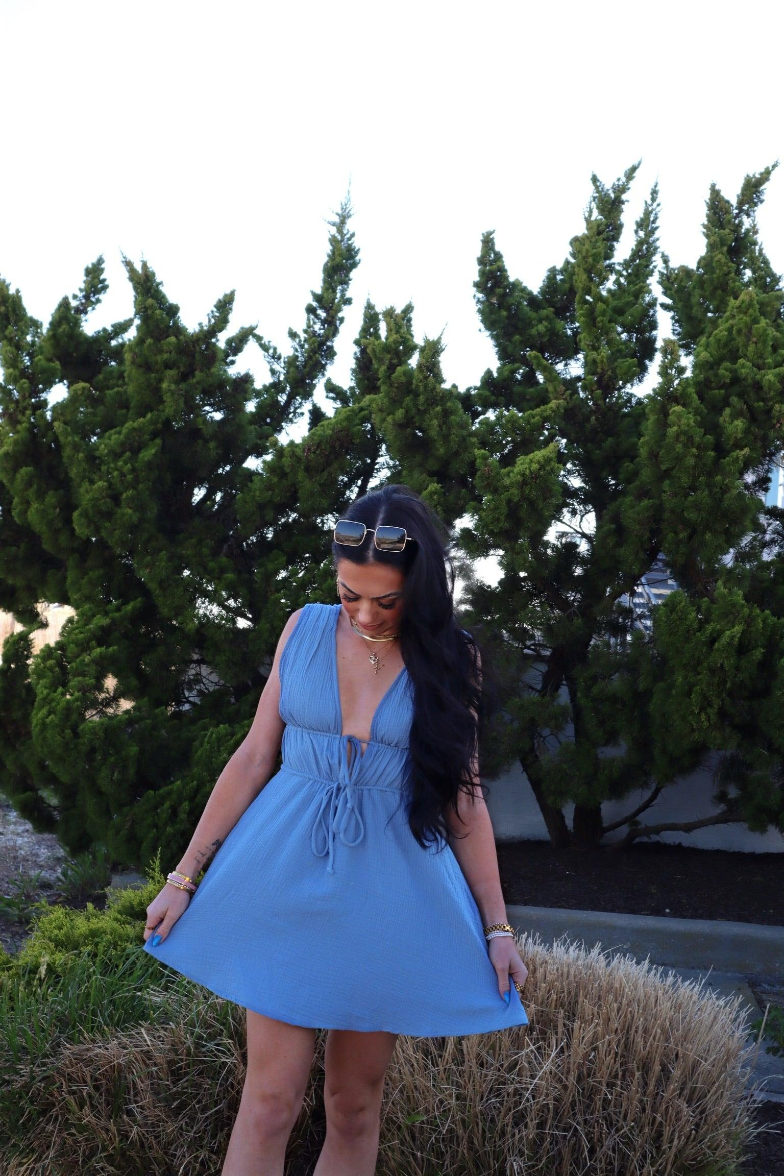 FINAL SALE Sardinia Dress | Blue Product Image