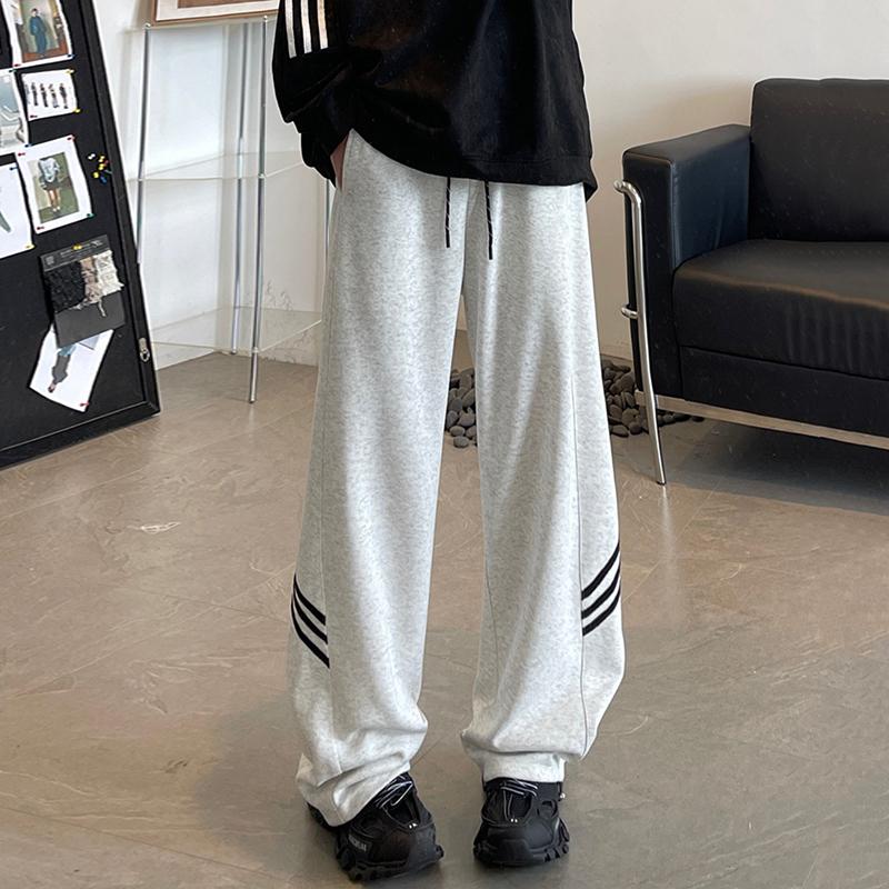 Sopula Trendy Street Hiphop Three-Stripe Wide-Leg Sweat Pants Product Image