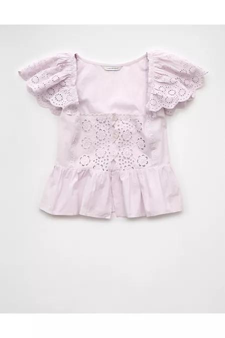 AE Cap Sleeve Eyelet Blouse Women's Product Image