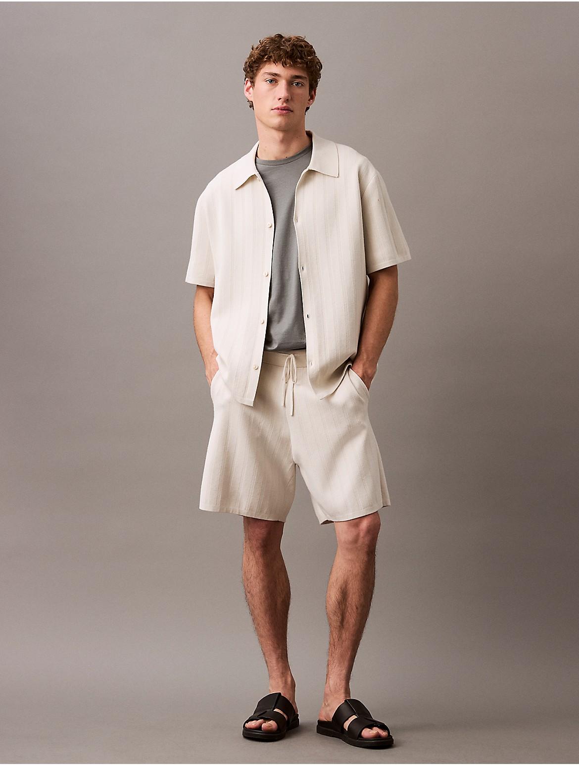 Calvin Klein Mens Jacquard Mesh Pull-On Sweater Shorts - Navy Product Image