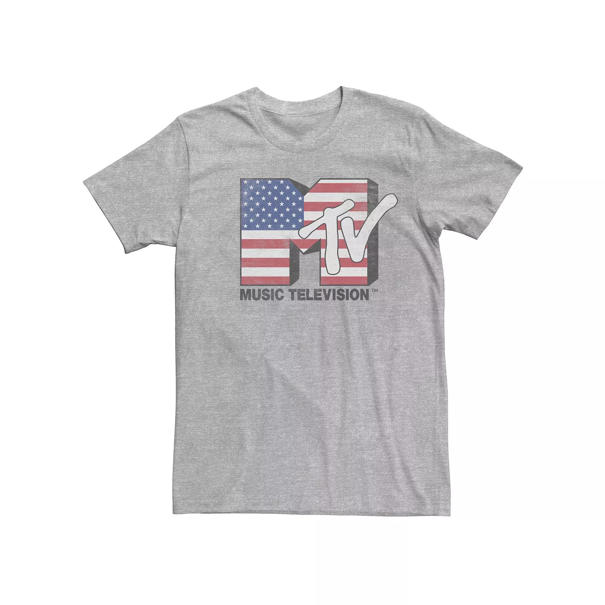Men's MTV American Flag Faded Logo Short Sleeve Tee,  Product Image