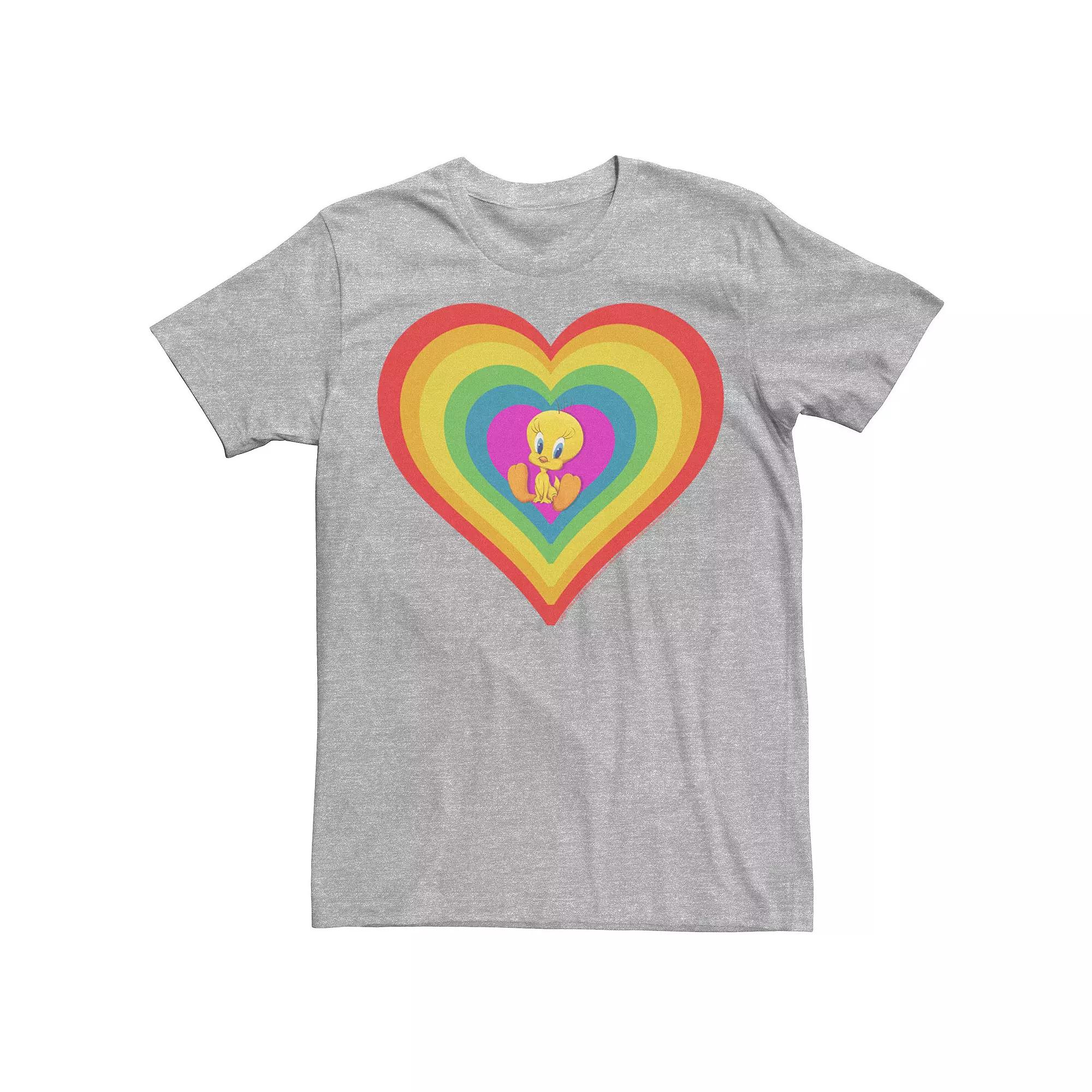 Adult Looney Tunes Pride Tweety Rainbow Heart Tee, Men's,  Product Image