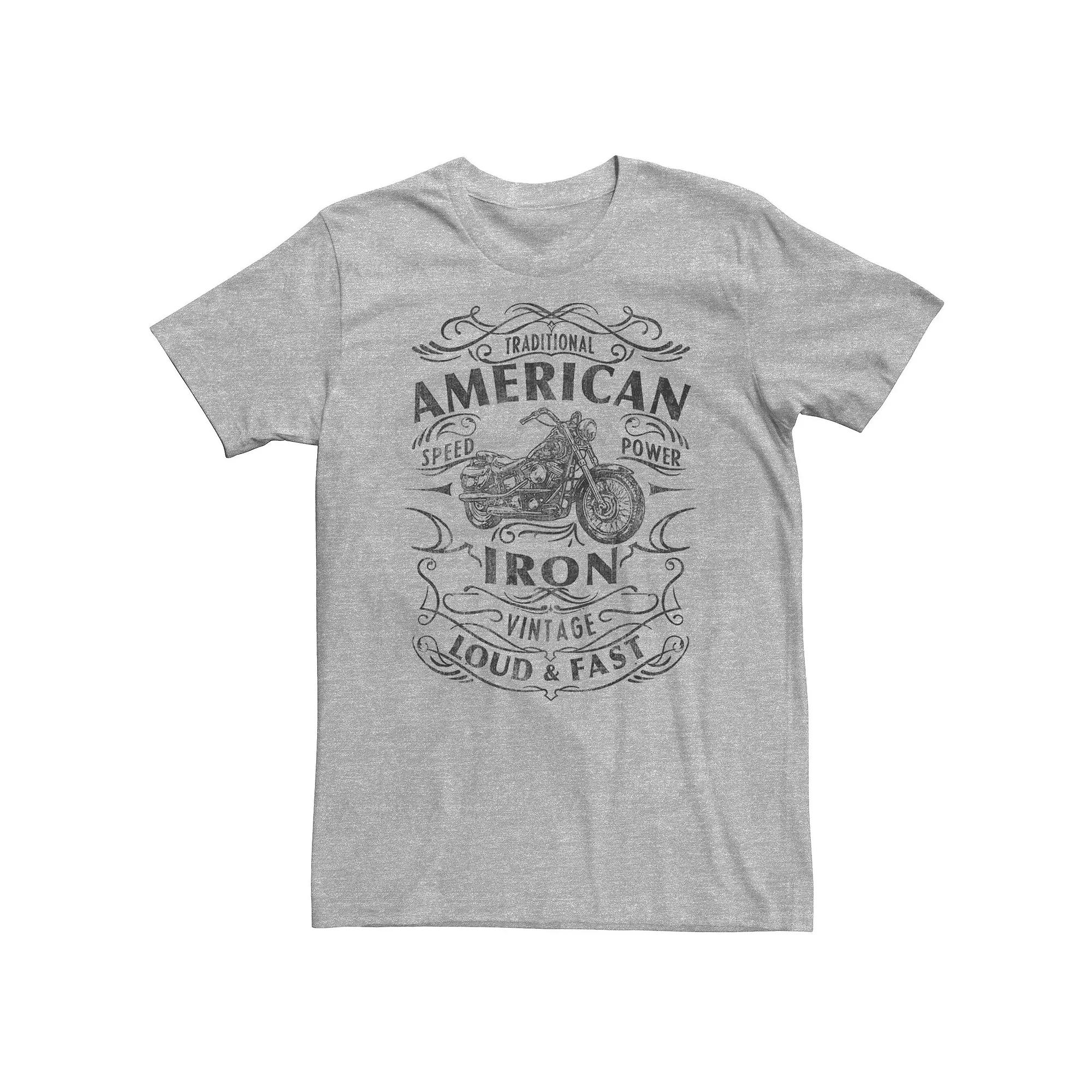 Big & Tall Americana American Iron Loud & Fast Motorcycle Tee, Men's, Size: 3XL Tall, Athletic Grey Product Image