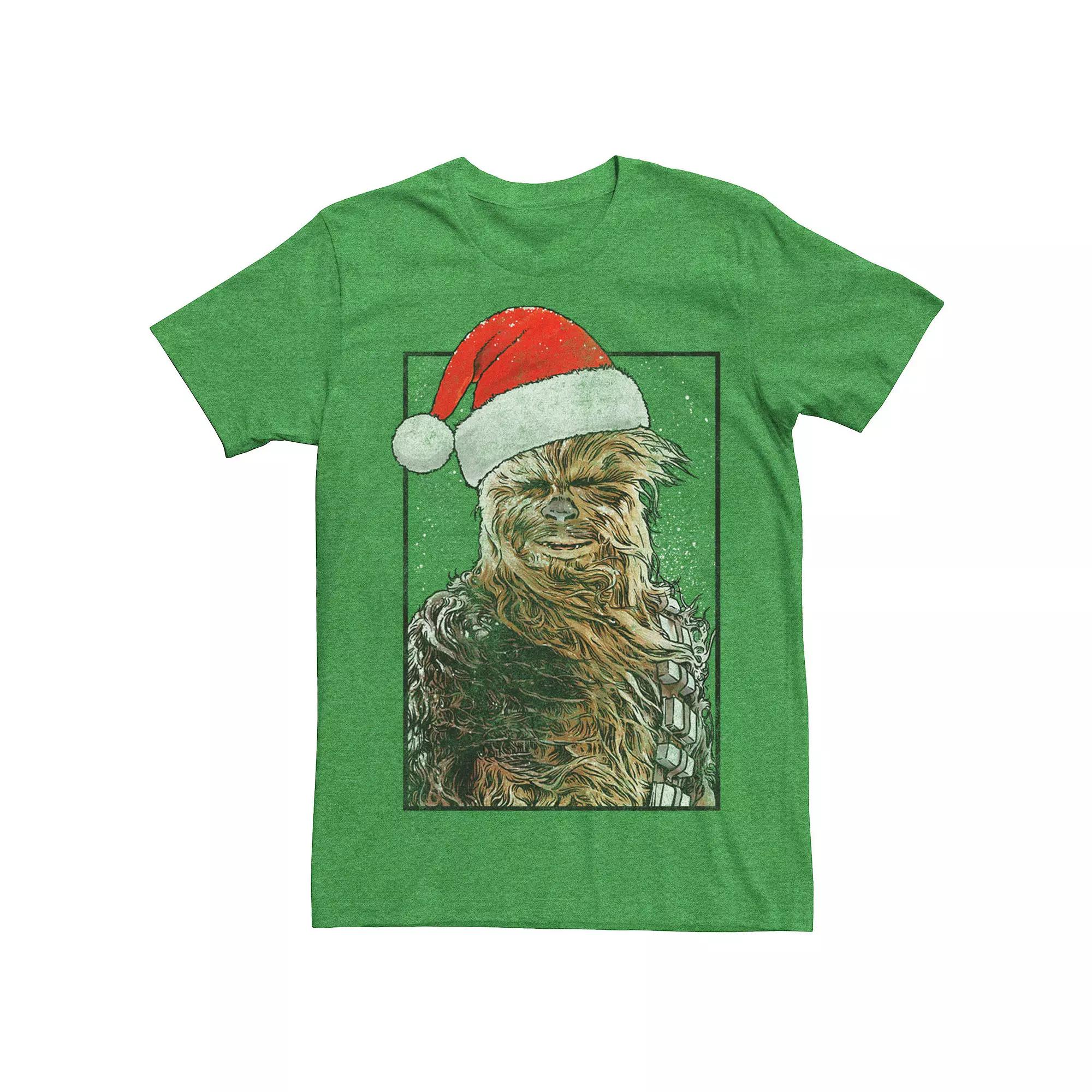 Men's Star Wars Chewbacca In Santa Hat Graphic Tee, Size: Large, Kelly Grey Product Image