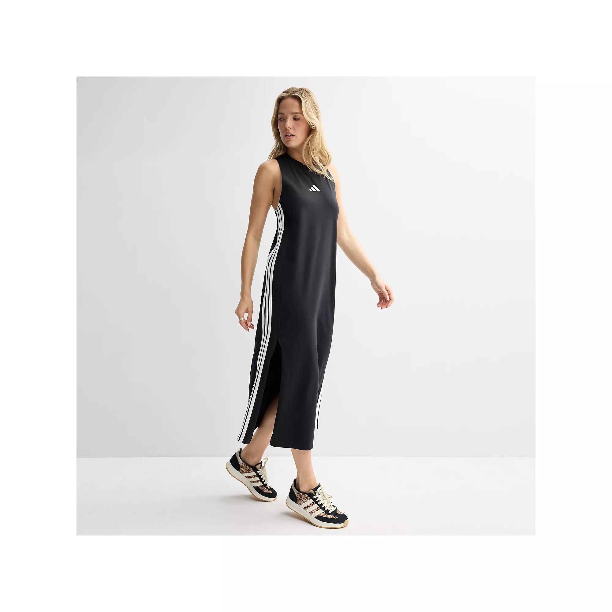 adidas Essentials 3-Stripes Long Racerback Dress Clear Pink XS Womens Product Image