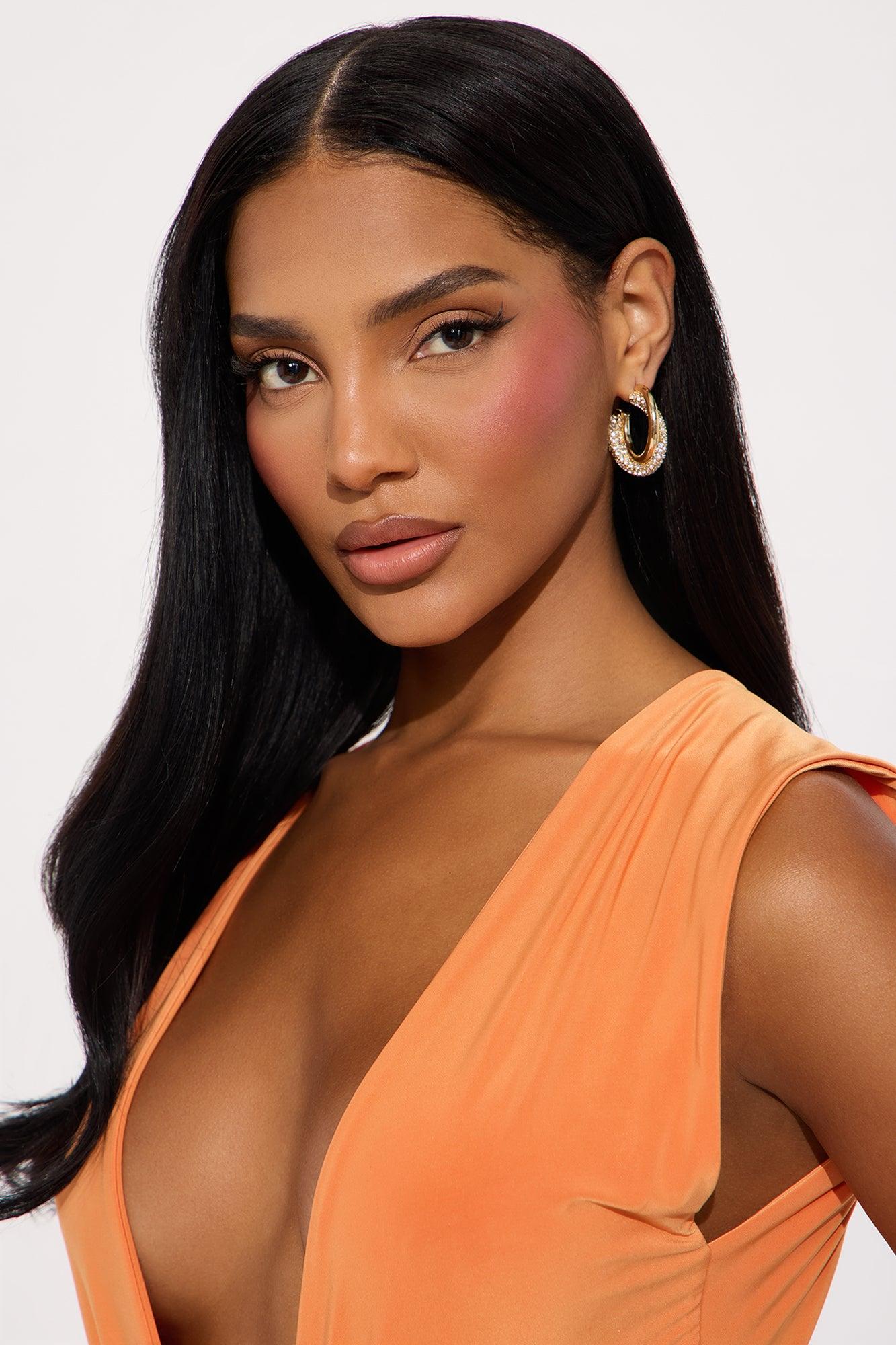 Flash Of Fancy Embellished Hoop Earrings - Gold Female Product Image