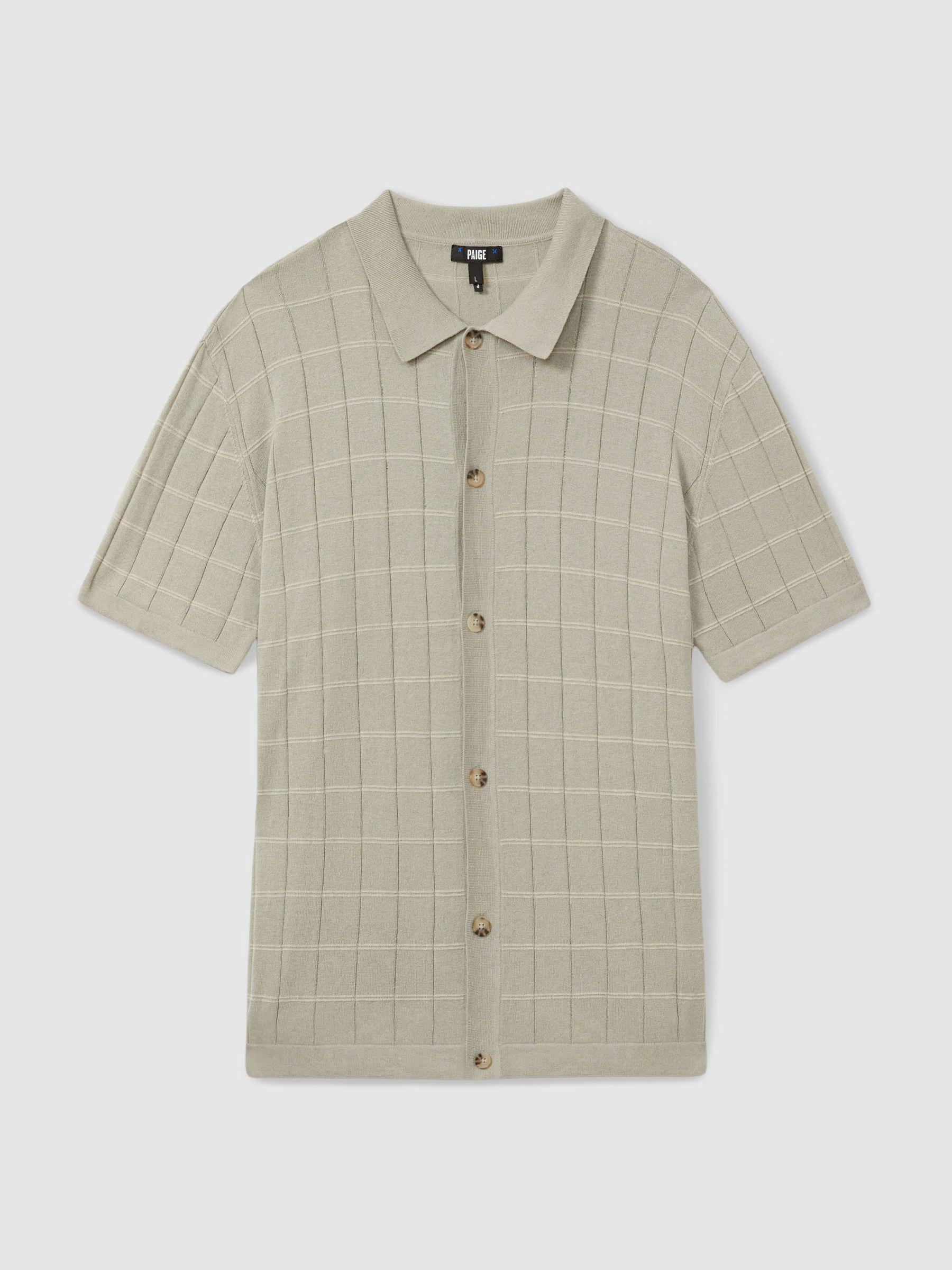 Mendez Sage Paige Cotton-Linen Knitted Check Shirt Product Image