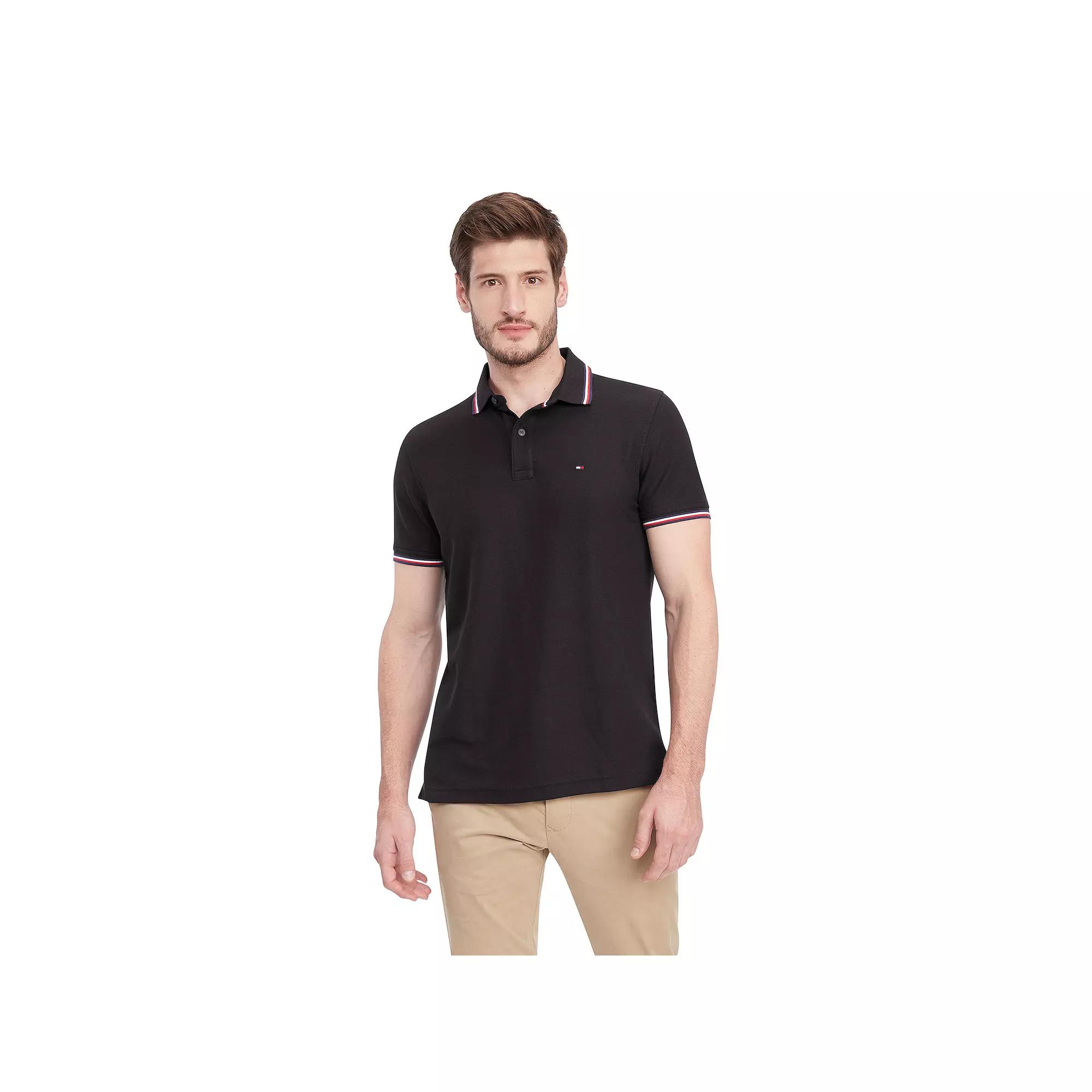 Men's Tommy Hilfiger Tommy Tipped Polo Shirt, Size: XL, Dark Sable Product Image