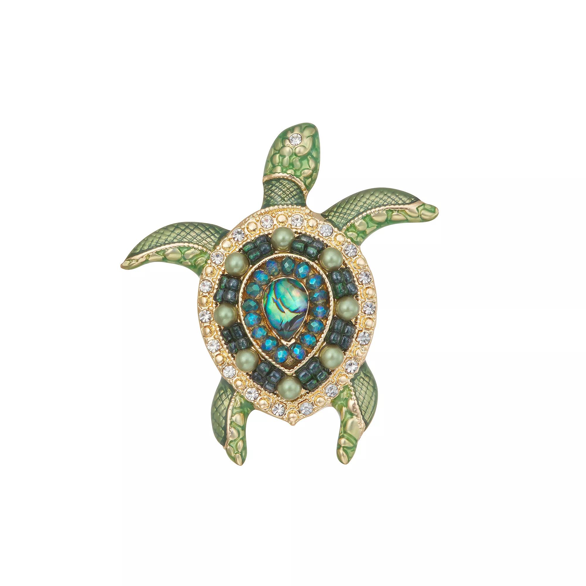 Napier Gold Tone Turtle Pin, Women's, Green Product Image