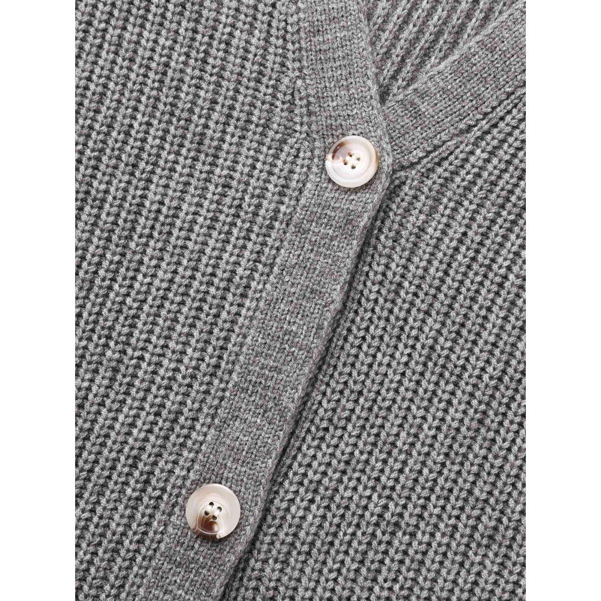 Plus Size Supersoft Ribbed Drop Shoulder Wool Cardigan Mediumgray Women Casual Loose Long Sleeve Everyday Cardigans BloomChic 26/4X Product Image