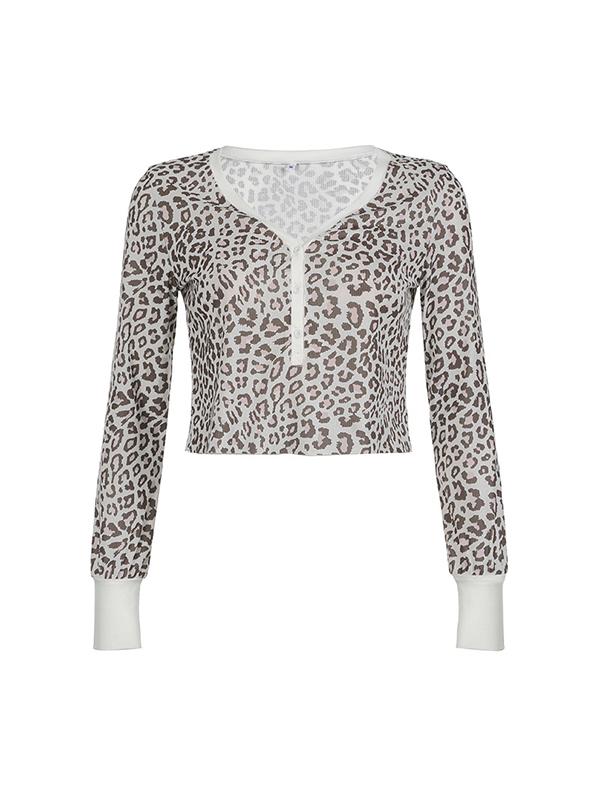 Leopard Print Oversized Long Sleeve Tee Product Image