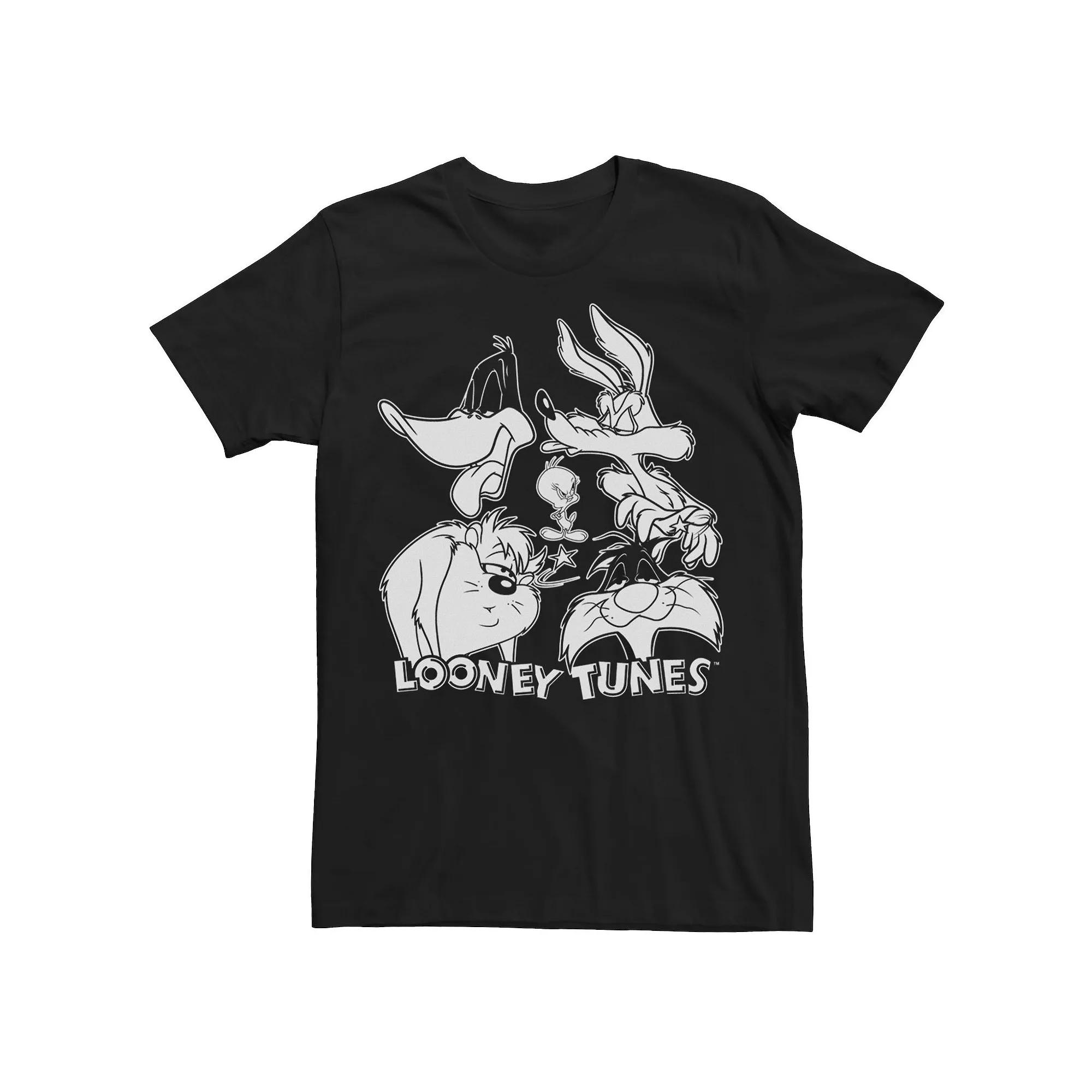 Men's Looney Tunes Looney Faces Black And White Big Face Tee,  Product Image