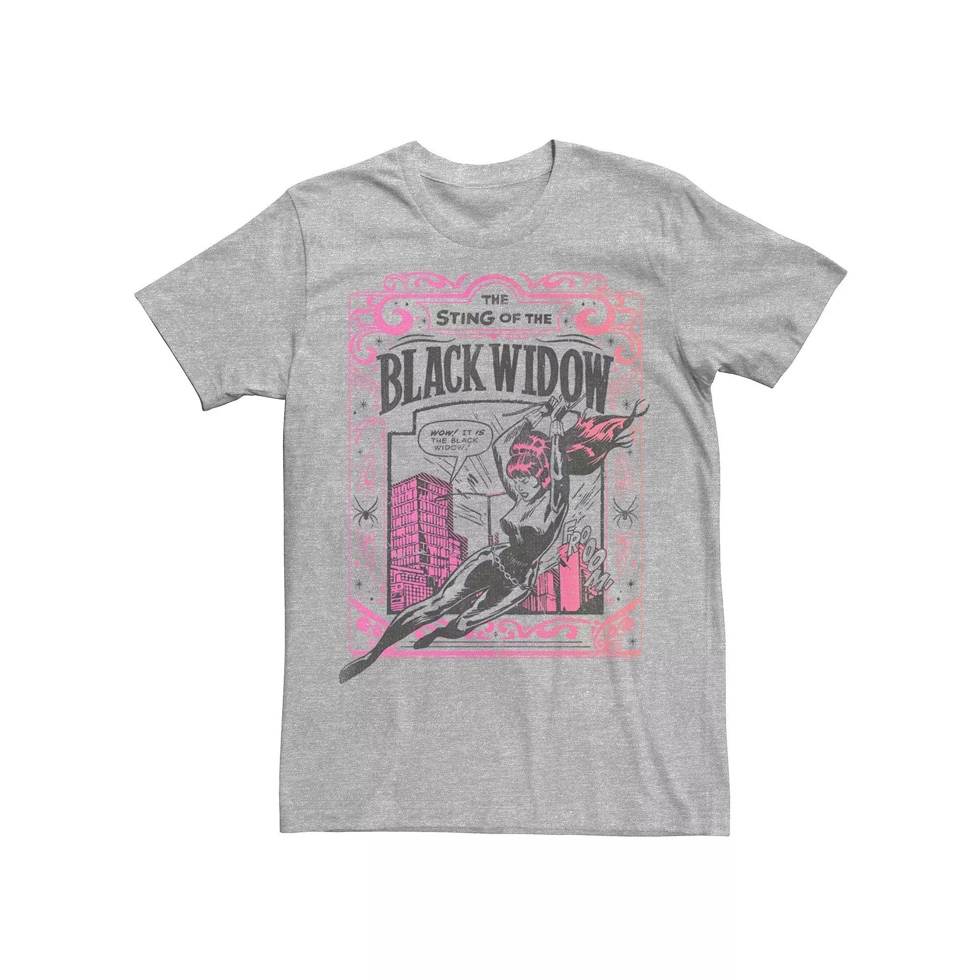 Men's Marvel The Sting Of The Black Widow Comic Cover Tee, Size: Medium, Athletic Grey Product Image