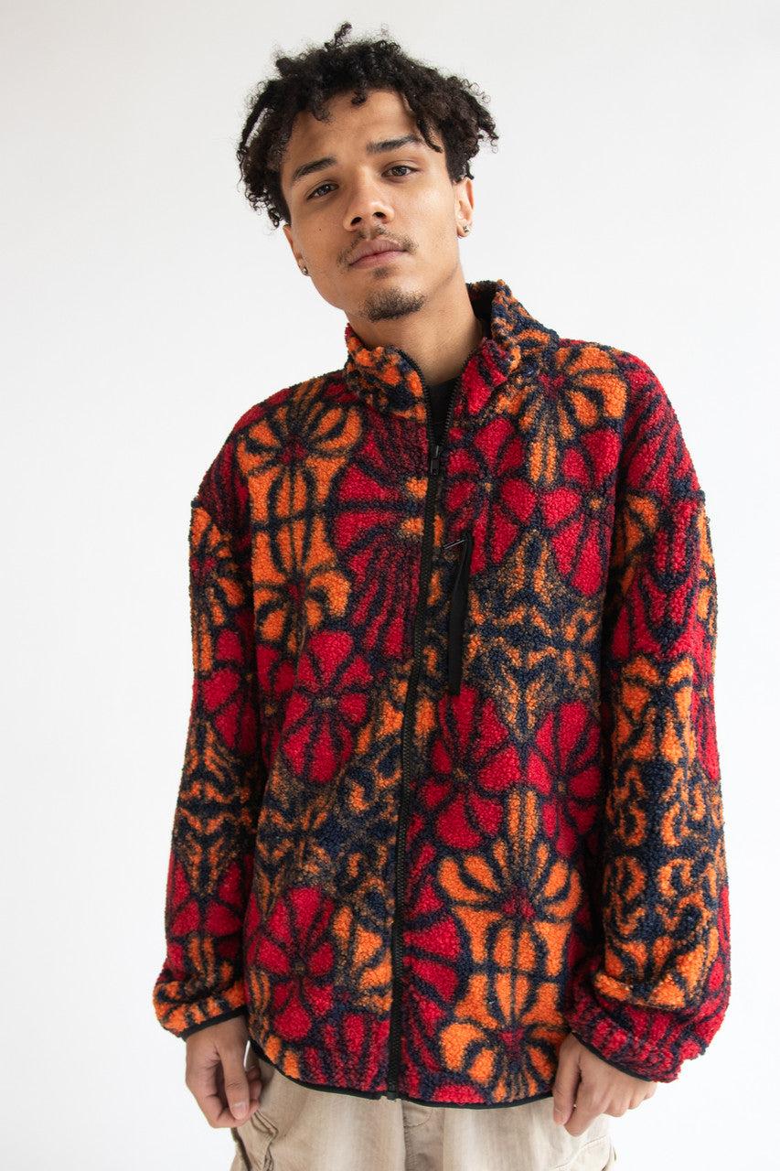 Floral Faux Sherpa Zip Up Jacket Product Image