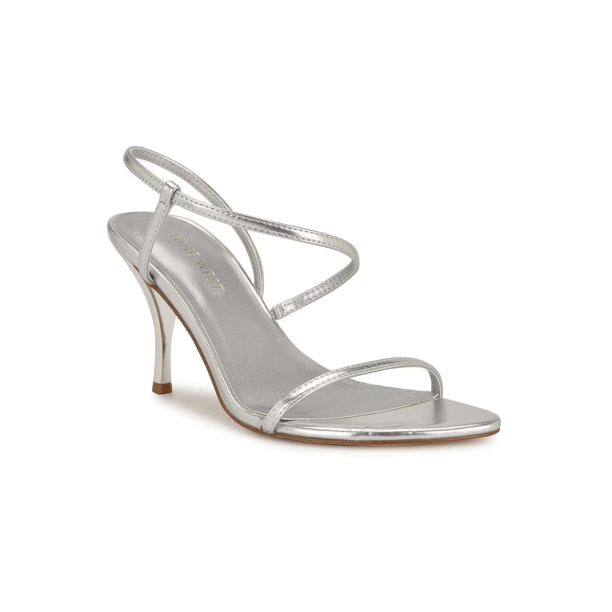 Nine West Cakely Women's Slip-On Almond Toe Heeled Dress Sandals, Size: 10.5, Silver Product Image