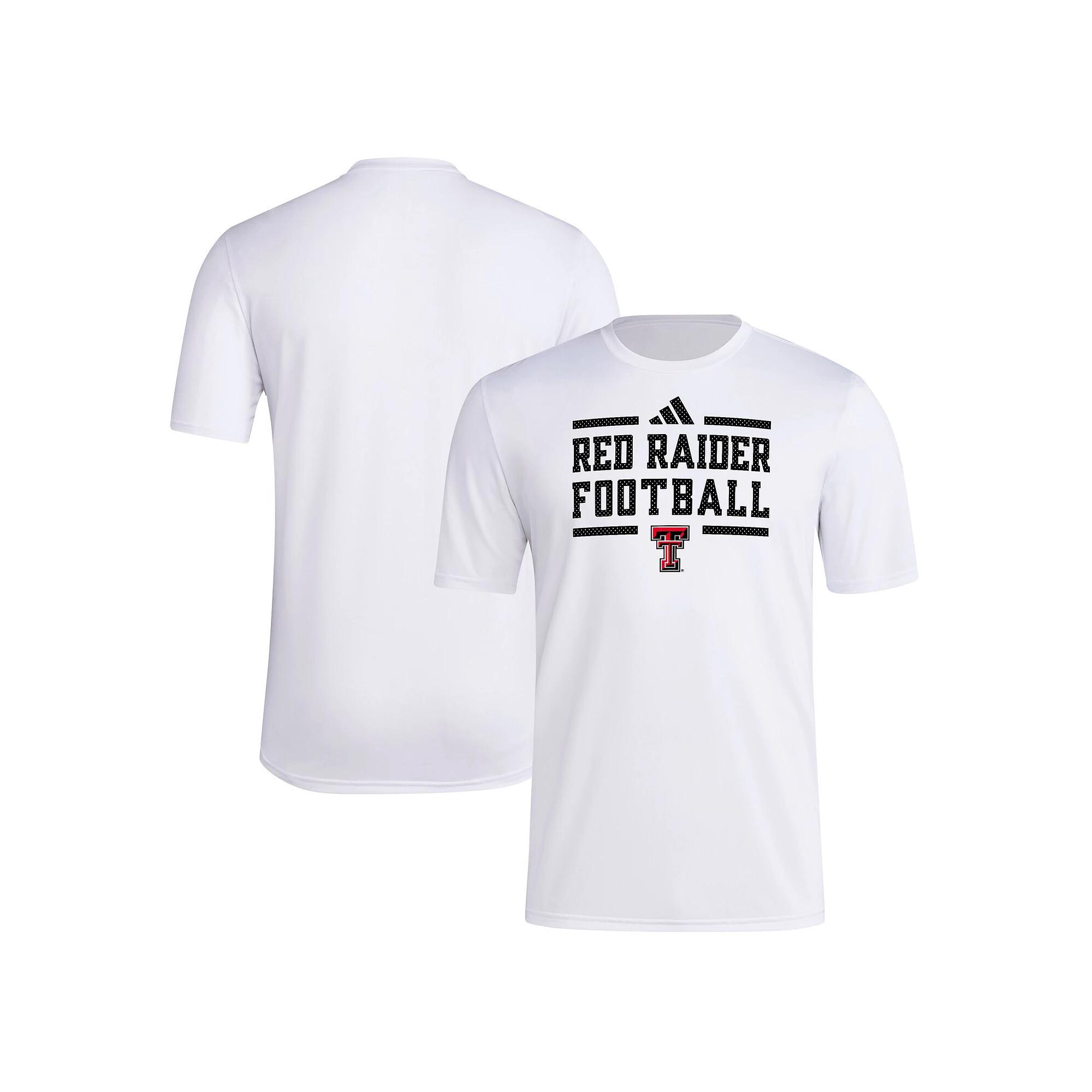 Men's adidas White Texas Tech Red Raiders Locker Football Pre-Game AEROREADY T-Shirt, Size: XL Product Image