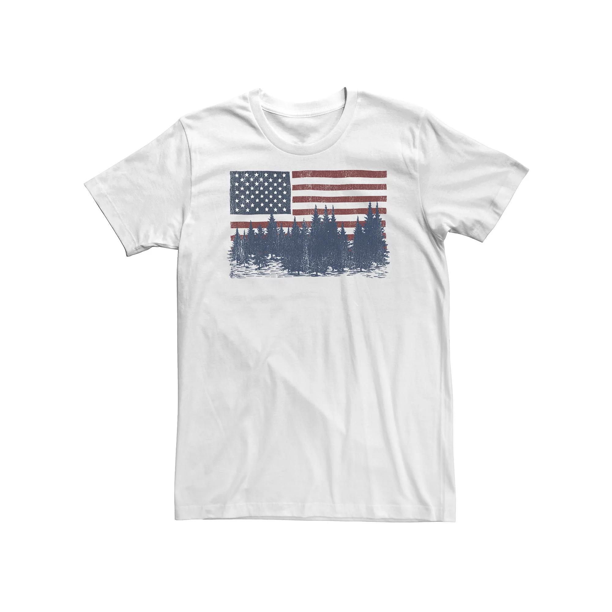 Big & Tall Americana Flag and Forest Silhouette Tee, Men's,  Product Image
