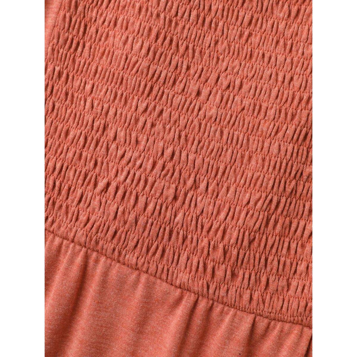 Plus Size Stretchy Shirred Back Tie-Up Midi Dress OrangeRed Women Leisure Knit Dresses Bloomchic 10/M Product Image