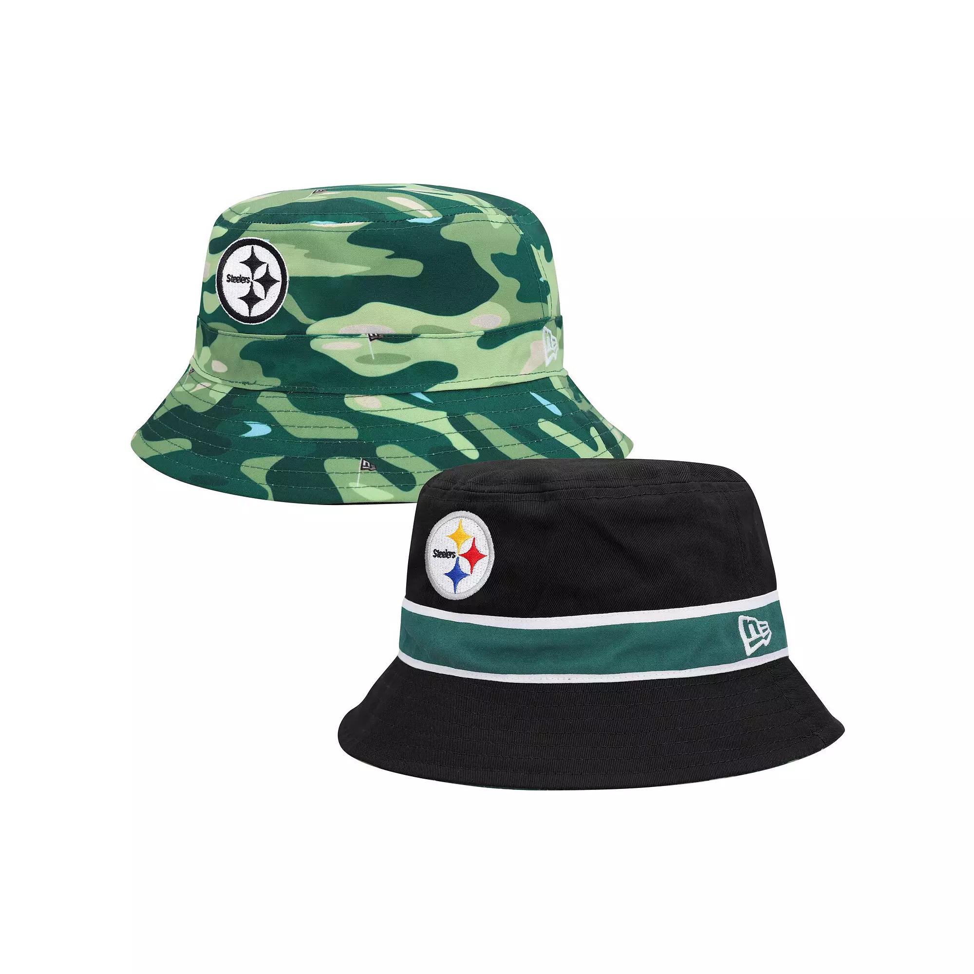 Men's New Era Black/Camo Pittsburgh Steelers Reversible Bucket Hat, Size: Small/Medium Product Image