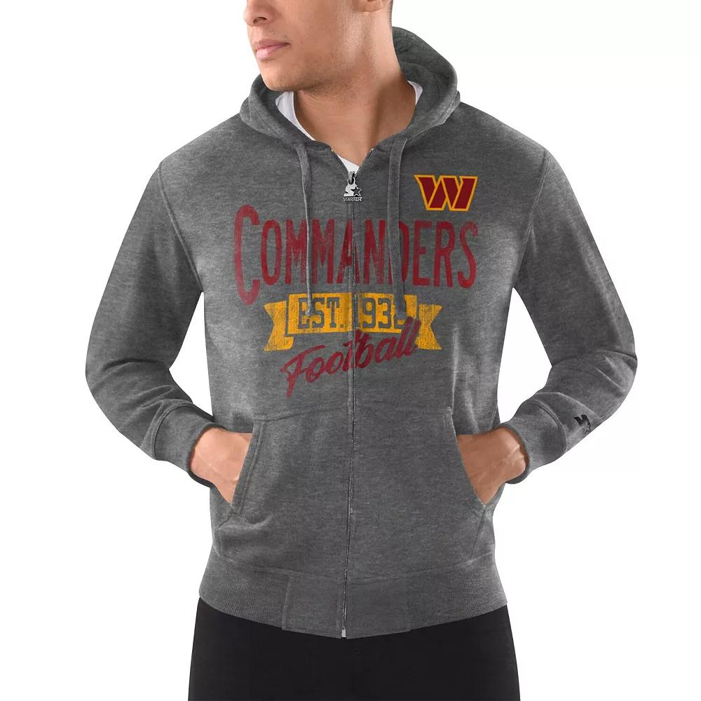 Men's Starter Charcoal Washington Commanders Domestic Post Season Full-Zip Hoodie,  Product Image