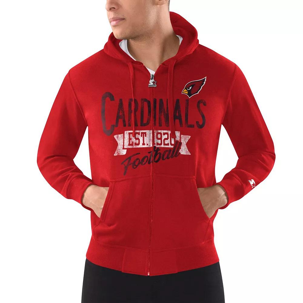 Men's Starter Cardinal Arizona Cardinals Domestic Post Season Full-Zip Hoodie,  Product Image