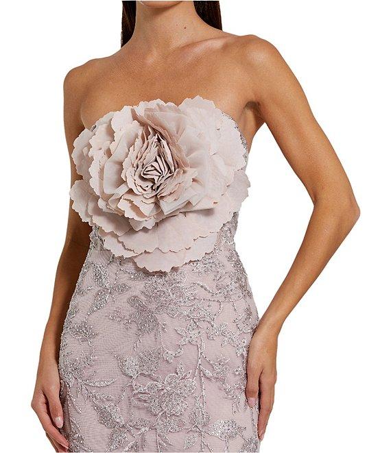 Mac Duggal 3D Flower Strapless Embroidered Mesh Mermaid Gown Product Image
