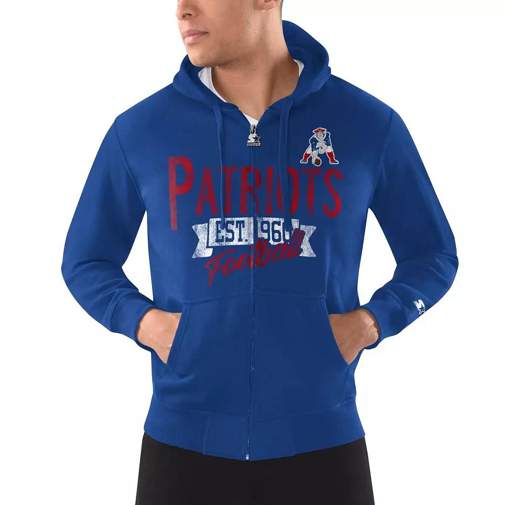 Men's Starter Royal New England Patriots Gridiron Classics Post Season Full-Zip Hoodie,  Product Image