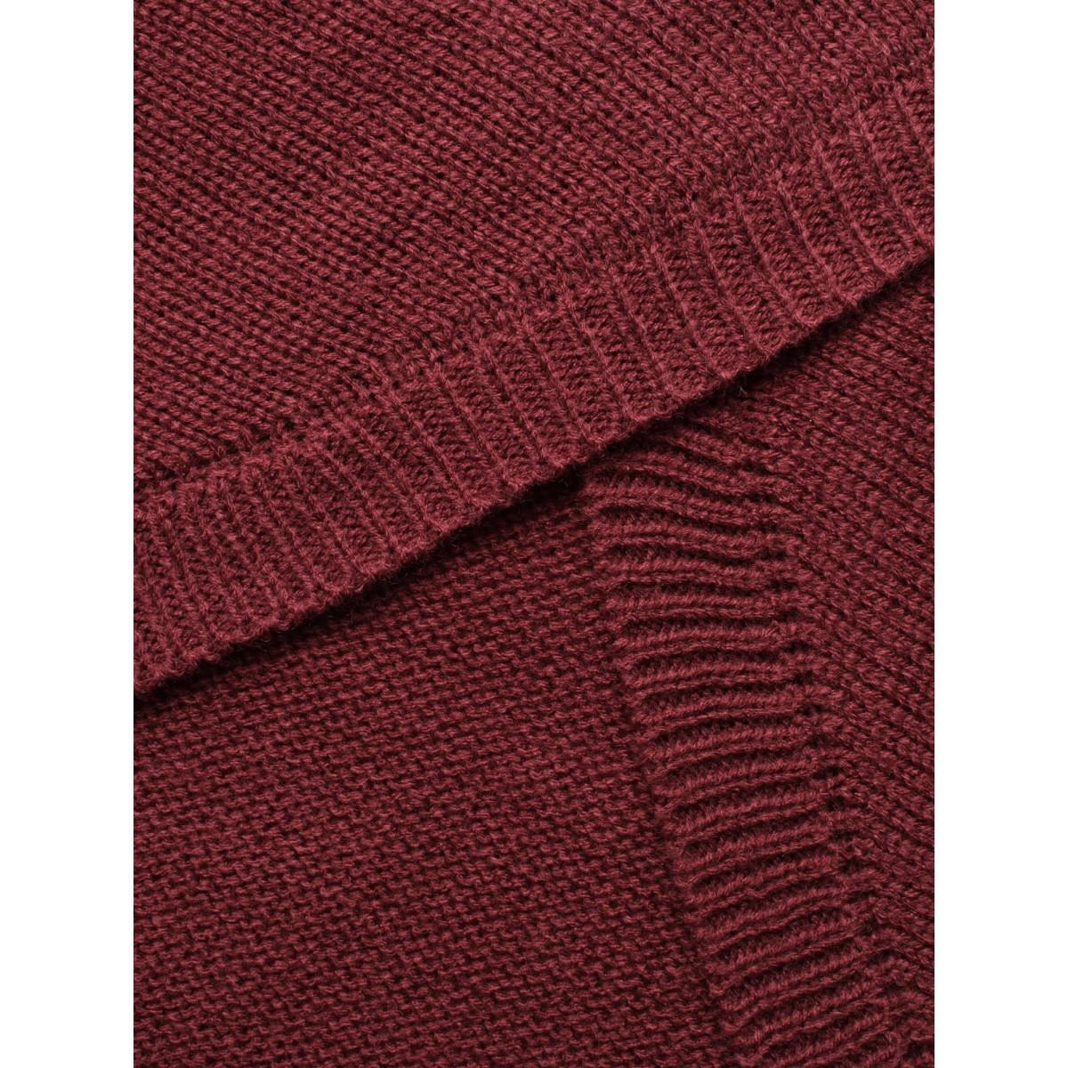 Plus Size Texture Turtleneck Slit Front Pullover Deepred Women Casual Long Sleeve Turtleneck Everyday Pullovers BloomChic 10/M Product Image