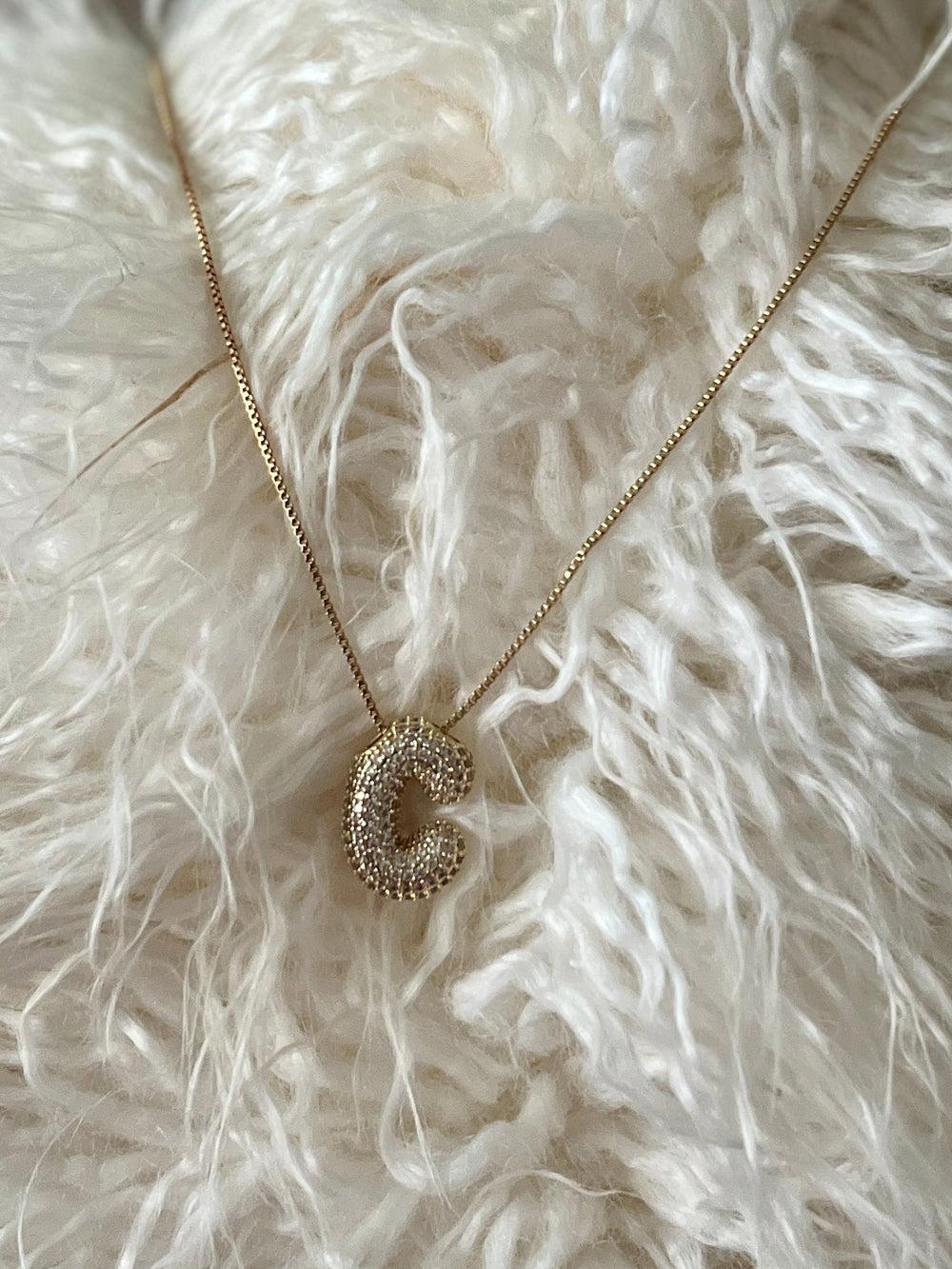 Rhinestone Bubble Letter Necklace Product Image