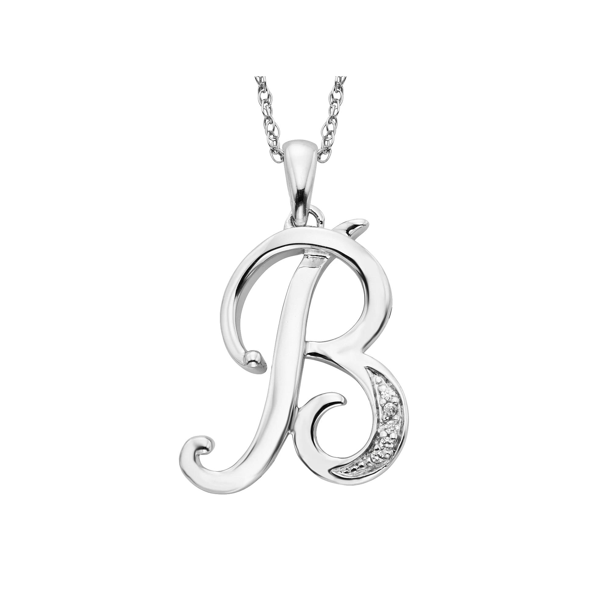 Sterling Silver Diamond Accent Initial Pendant, Women's,  Product Image