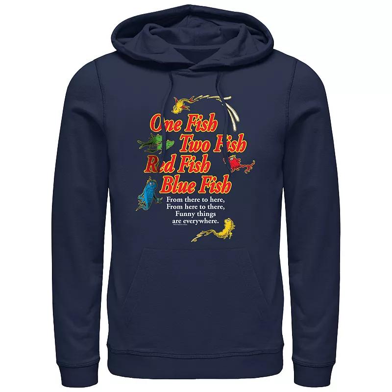 Men's Dr. Seuss One Fish Two Fish Red Fish Blue Fish Poster Graphic Hoodie, Size: Small Product Image
