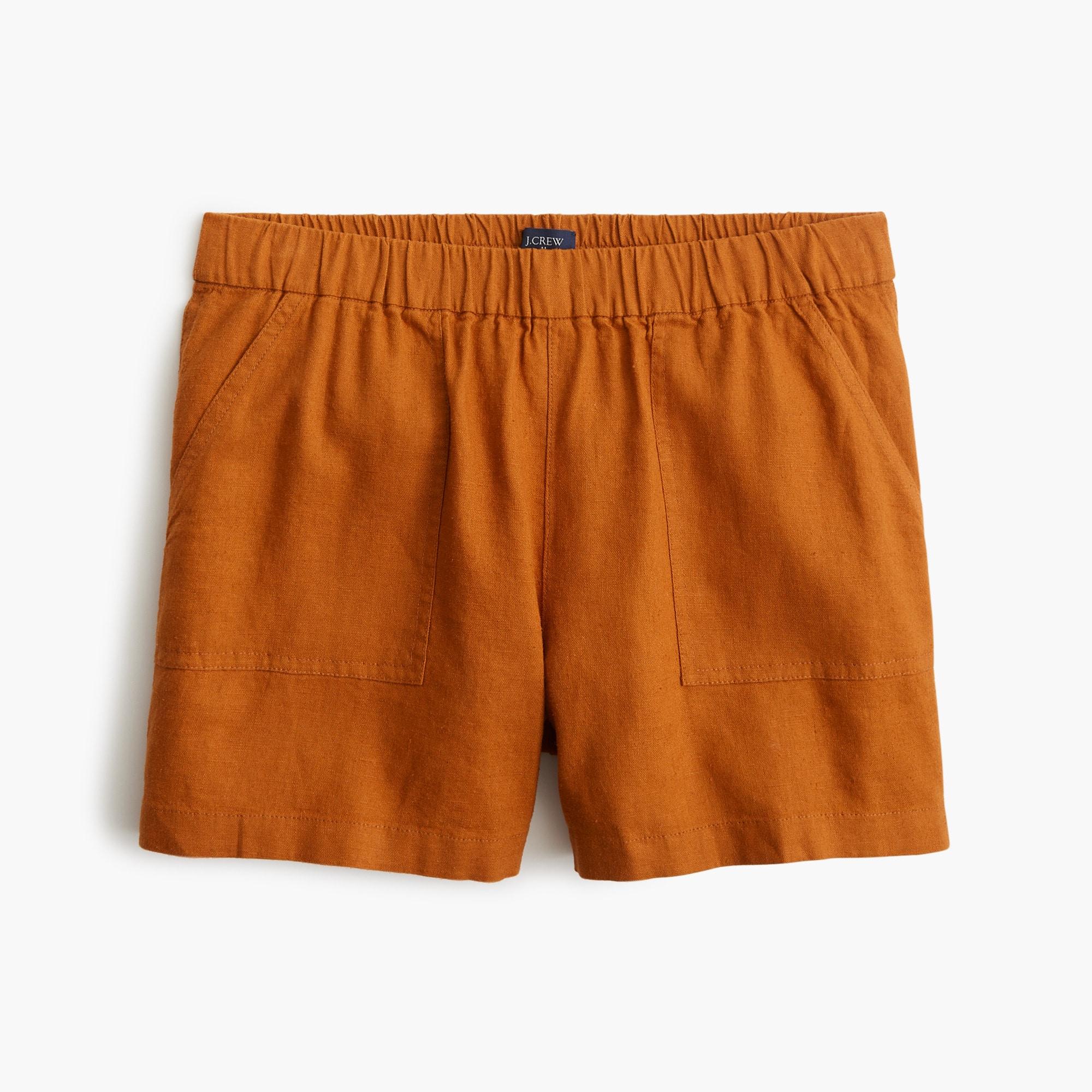 Linen-blend pull-on short Product Image