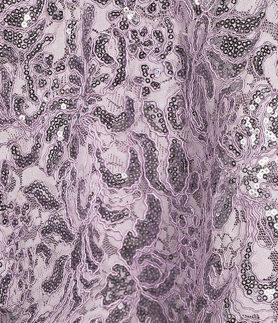 Honey and Rosie Square Neck Double Layer Skirt Ruffle Detail Sequin Embroidery Lace Mesh Dress Product Image