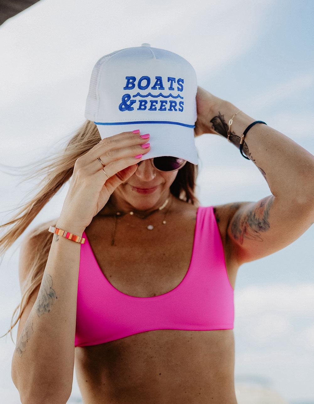 KATYDID Boats & Beers Trucker Cap with Rope - WHITE Product Image