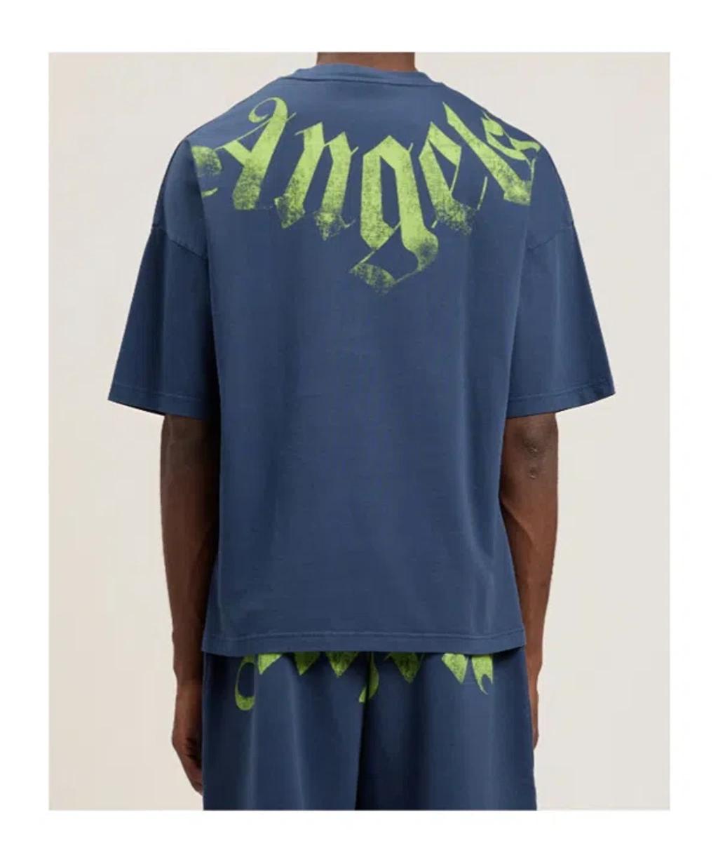 PALM ANGELS Logo-print T-shirt In Blue Product Image