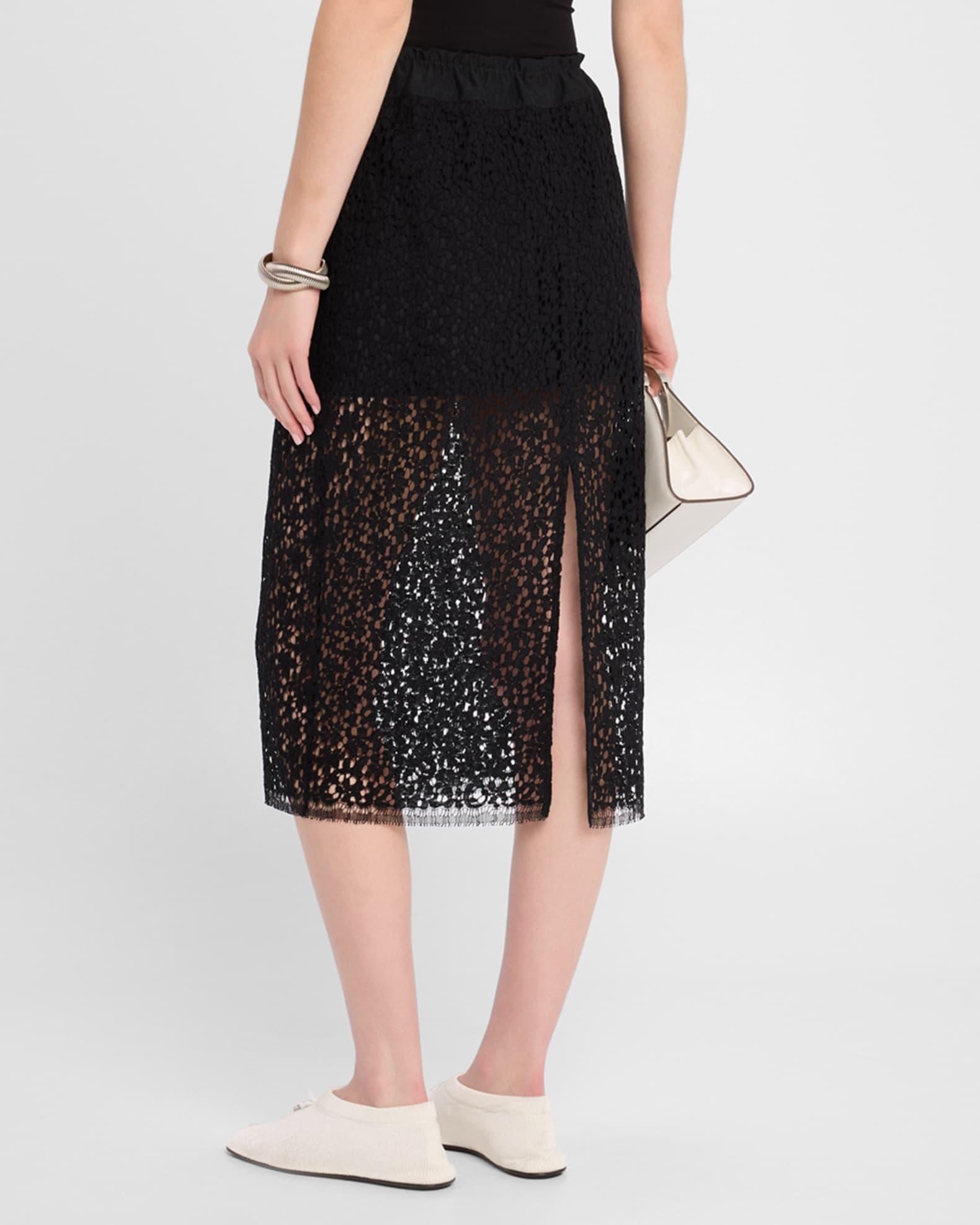 Lace Ruched Midi Skirt Product Image