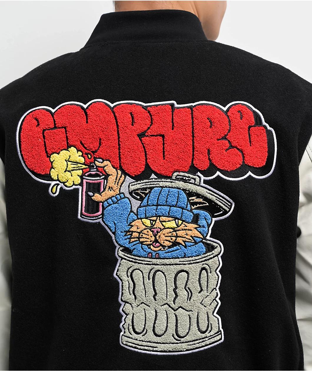 Empyre Cat A Tat Black & Cream Varsity Jacket Product Image