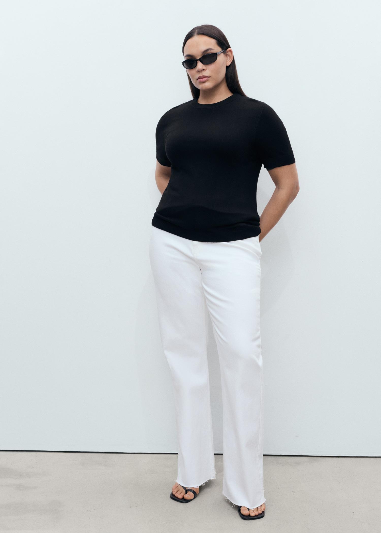 Short-sleeved fine-knit sweater - Women | MANGO USA Product Image