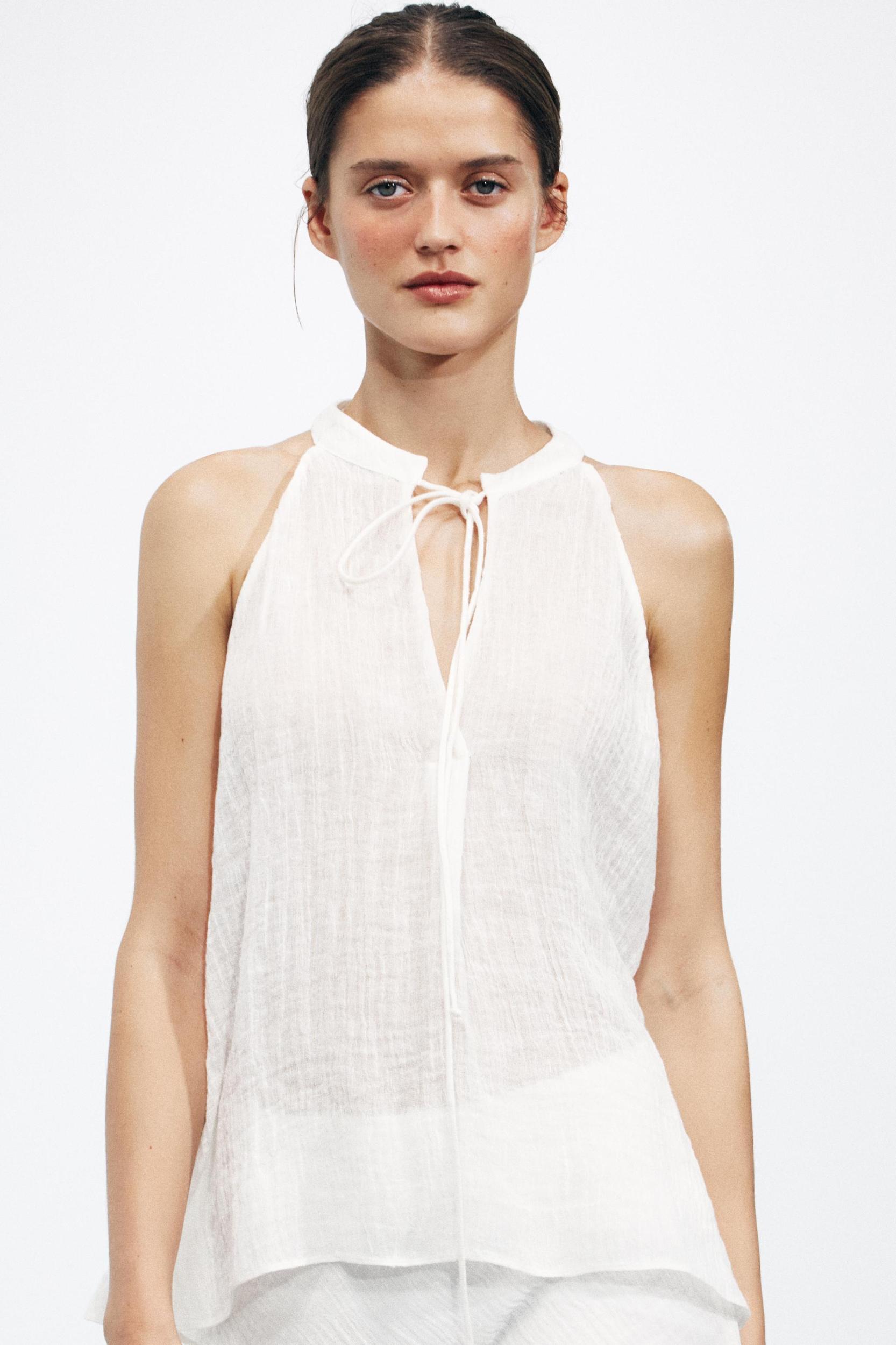 100% LINEN HALTER TOP ZW COLLECTION Product Image