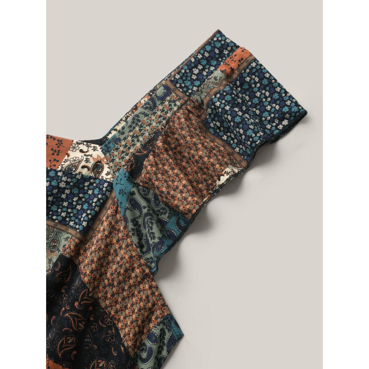 Plus Size Floral Collage Print Layered Tank Top Women Multicolor Boho Gathered Square Neck Vacation Tank Tops Camis BloomChic 22-24/3X Product Image