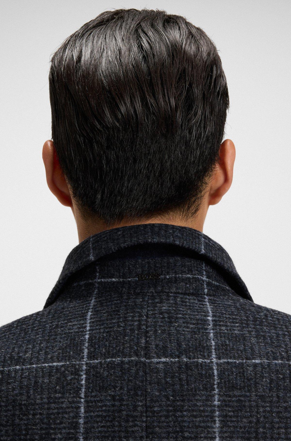 Slim-fit coat with plain check Product Image
