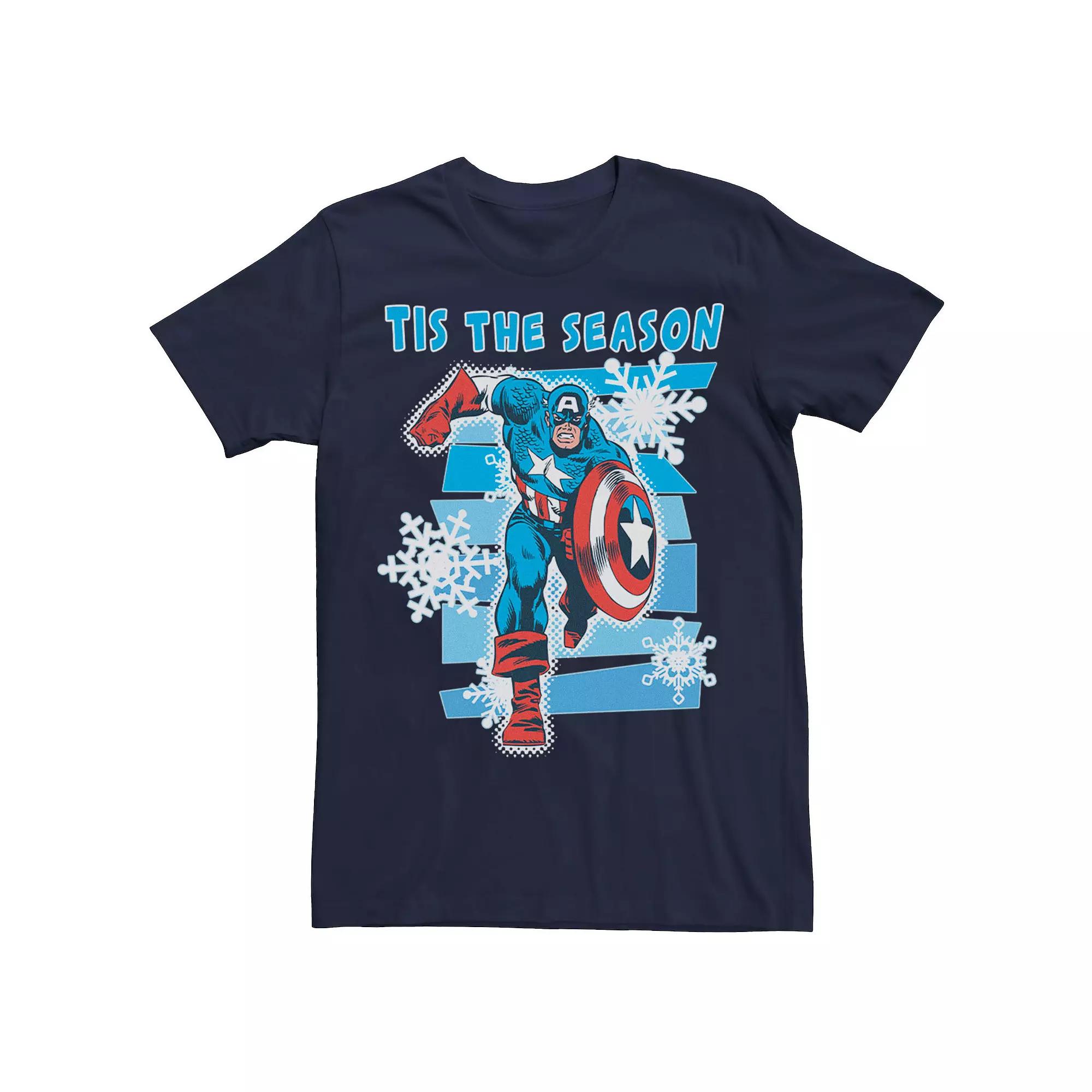 Men's Marvel Captain America Tis The Season Christmas Tee,  Product Image